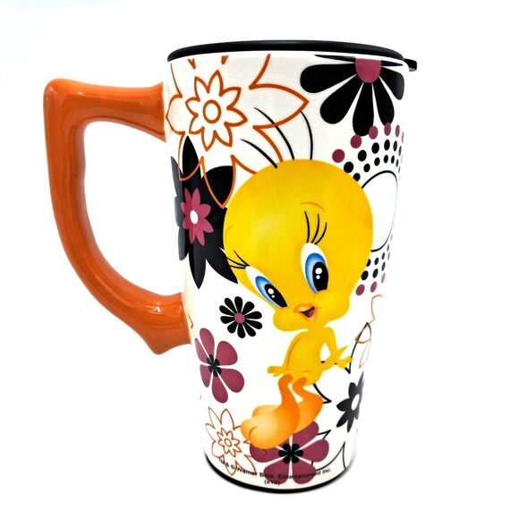 Spoontiques TWEETY TRAVEL MUG Ceramic With Plastic Lid- Warner Bros. 18 Ounces - Picture 3 of 8